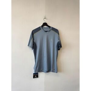 Salomon Shirt Mens Medium Blue Short Sleeve Raglan Running Hiking Performance